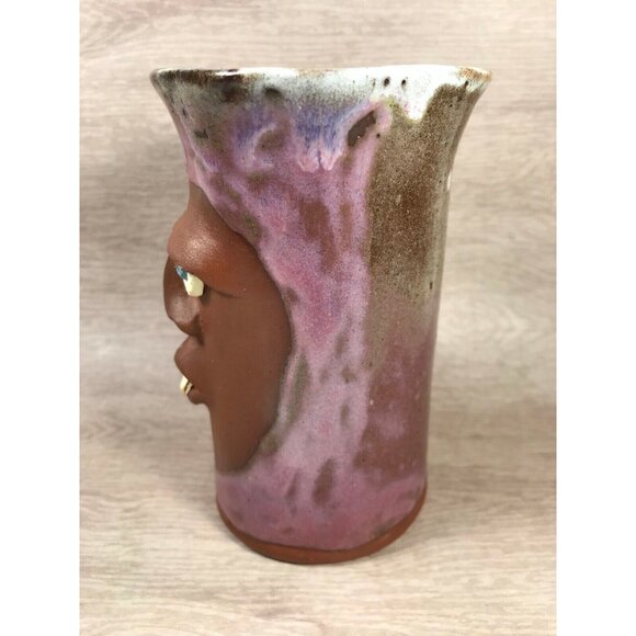 Funny Face Mug Pottery Blue Eyed Buck Tooth Whimsical Signed Crosby Nova Scotia - Picture 4 of 7